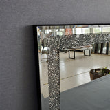 Crystal Crush Diamond Rectangle Silver glass Mirror for Wall Decoration Wall Hang Frameless Mirror Acrylic Diamond Decor.