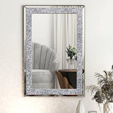 Crystal Crush Diamond Rectangle Silver glass Mirror for Wall Decoration Wall Hang Frameless Mirror Acrylic Diamond Decor.